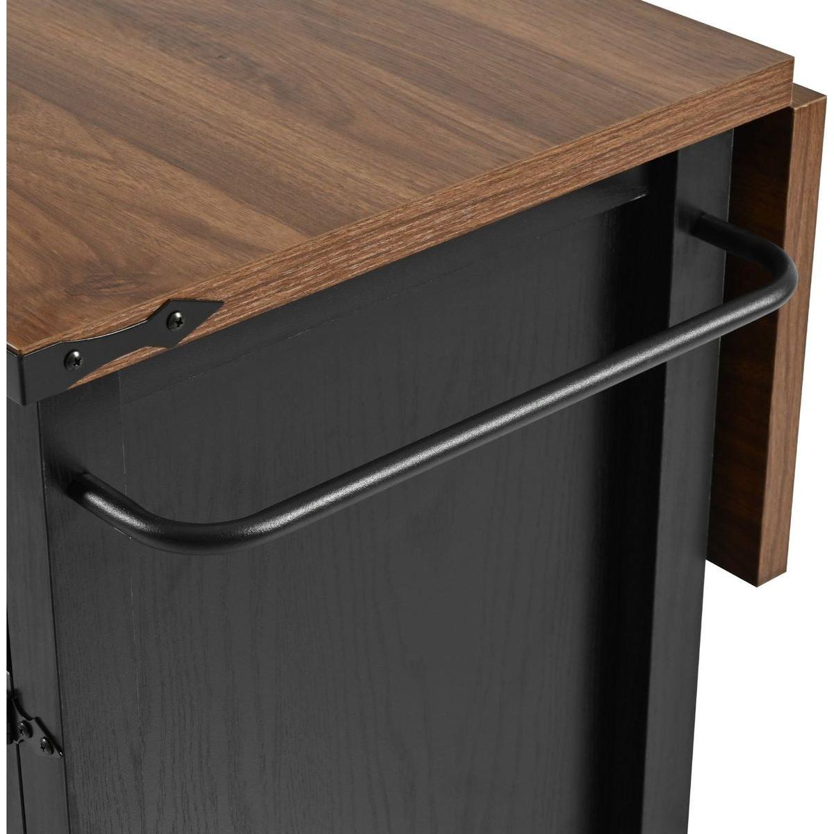 53.5"Farmhouse Kitchen Island with Power Outlet, Kitchen Storage Island with Drop Leaf, Spice Rack and Drawer, Rolling Kitchen Cart on Wheels, for Home, Kitchen and Dining Room, Black