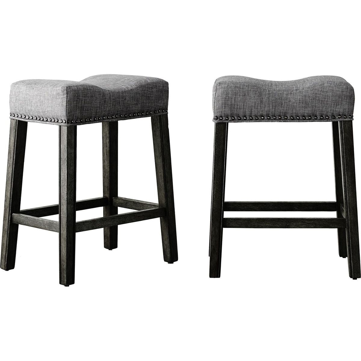 CoCo Upholstered Backless Saddle Seat Counter Stools 24" height Set of 2, Gray