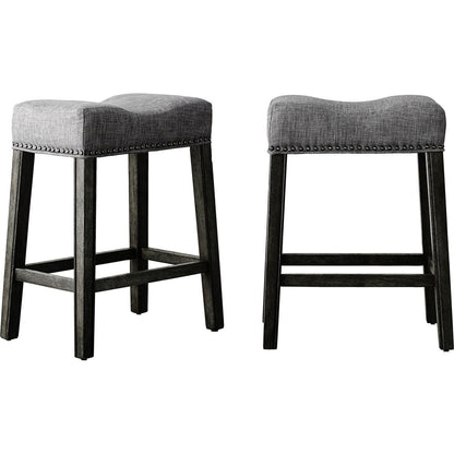 CoCo Upholstered Backless Saddle Seat Counter Stools 24" height Set of 2, Gray