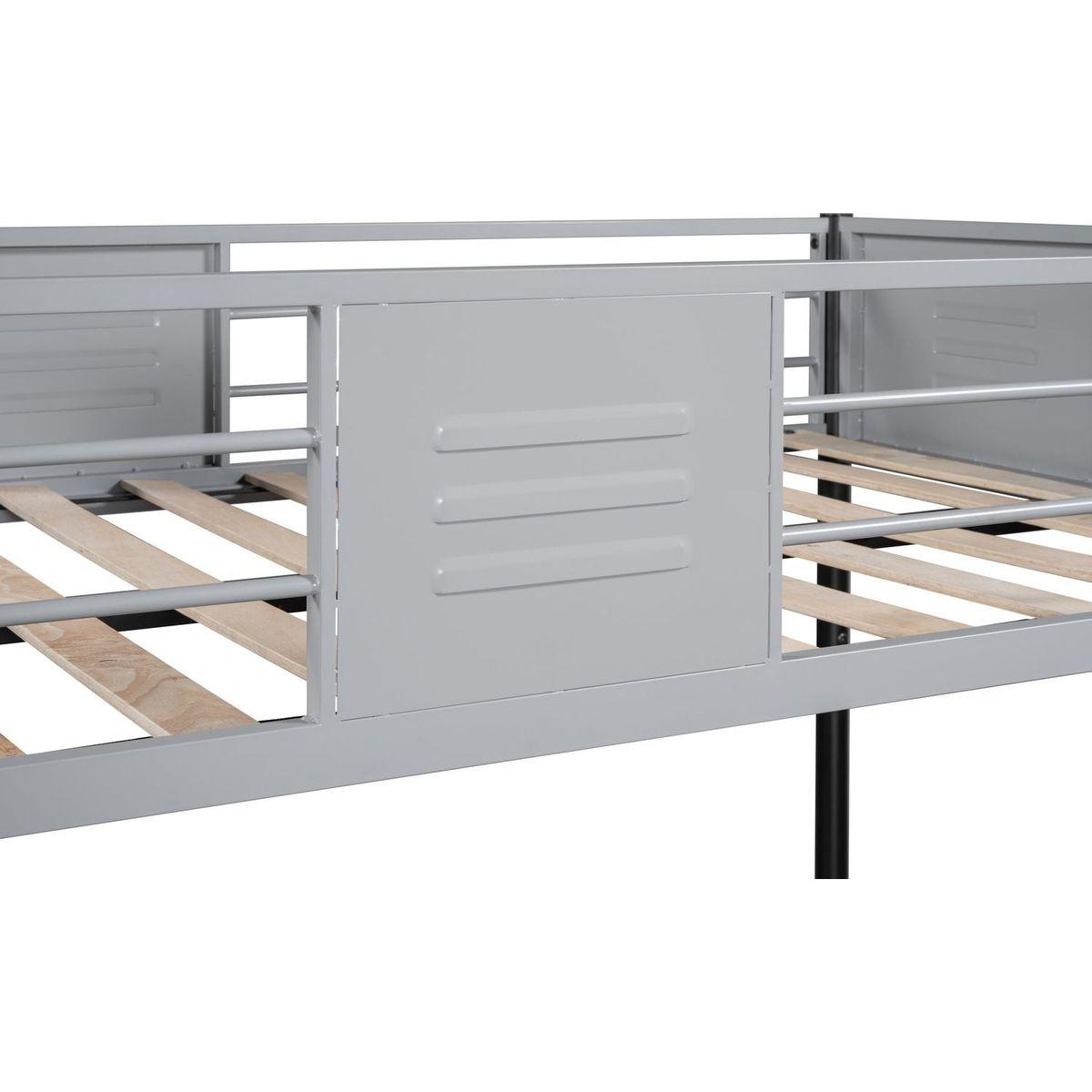 Metal Twin over Twin Bunk Bed with Vent Board/ Heavy-duty Sturdy Metal/ Noise Reduced/ Safety Guardrail/ CPC Certified