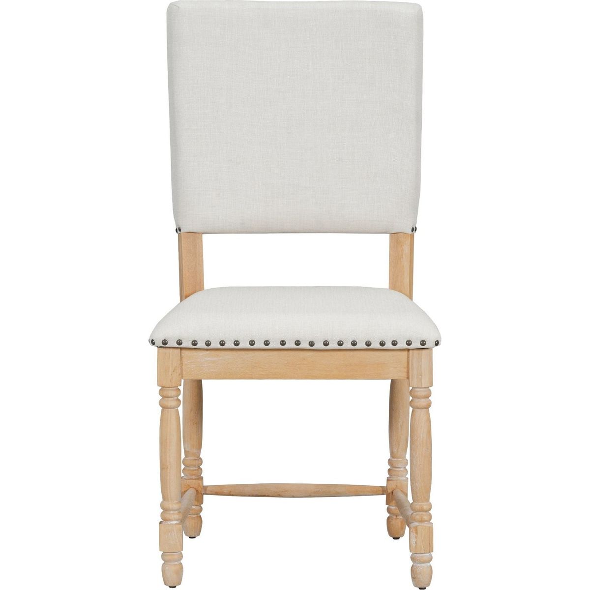 Vintage Traditional 2-Piece Upholstered Dining Chairs with Padded Backs, Natural