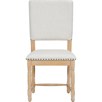 Vintage Traditional 2-Piece Upholstered Dining Chairs with Padded Backs, Natural