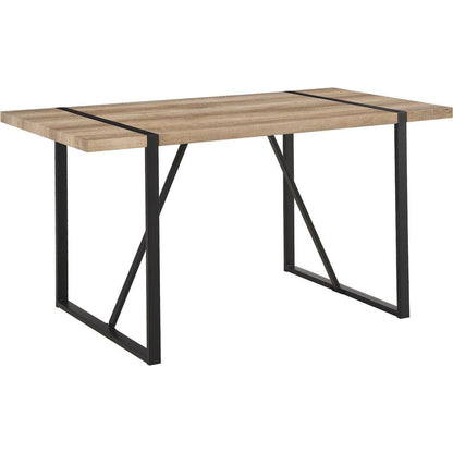 55"Rustic Industrial Rectangular MDF Wood Colour Dining Table For 4-6 Person, With 1.5" Thick Engineered Wood Tabletop and Black Metal Legs, For writing DeskKitchen terrace Dining Living Room