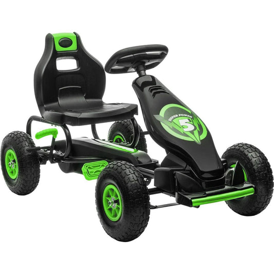 Kids Pedal Go Kart Ride-on Toy with Ergonomic Comfort, Pedal Car with Tough, Wear-Resistant Tread, Go Cart Kids Car for Boys & Girls with Suspension System, Safety Hand Brake, Ages 5-12, Green