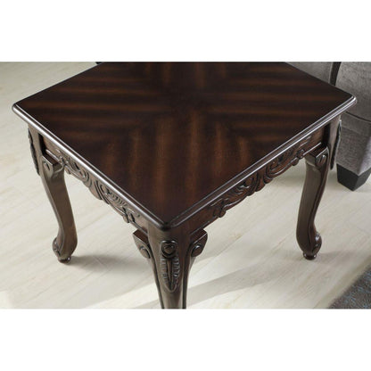 3Pc Dark Cherry Finish Coffee & End Table Set