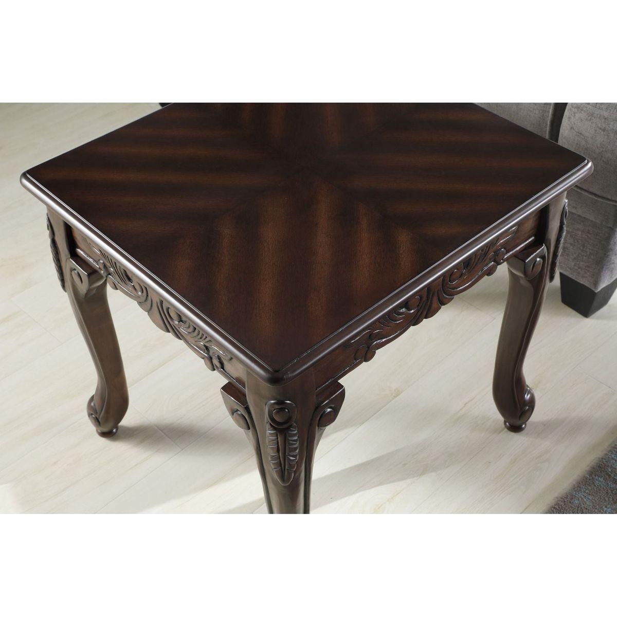 Traditional Ornate Detailing Dark Cherry Finish Wood End Table - Streamdale Furniture