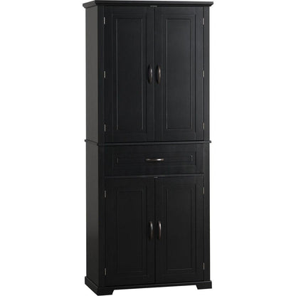 Bathroom Storage Cabinet with Doors and Drawer, Multiple Storage Space, Adjustable Shelf, Black