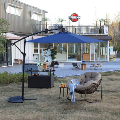 10ft Solar LED Offset Hanging Market Patio Umbrella (Navy blue)