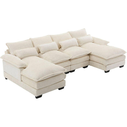 Modern Large chenille Fabric U-Shape Sectional Sofa