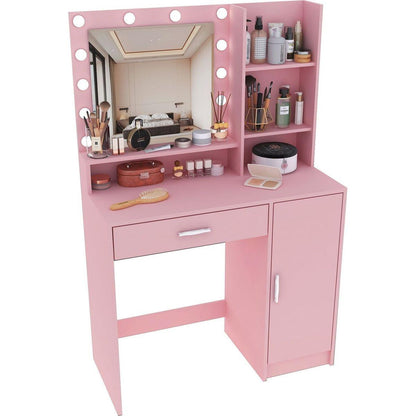 Makeup Vanity Desk with Mirror & Light