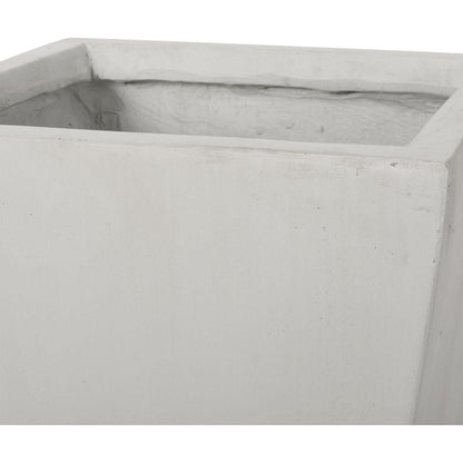 13" Outdoor Modern MGO Small Cast Stone Planter, White