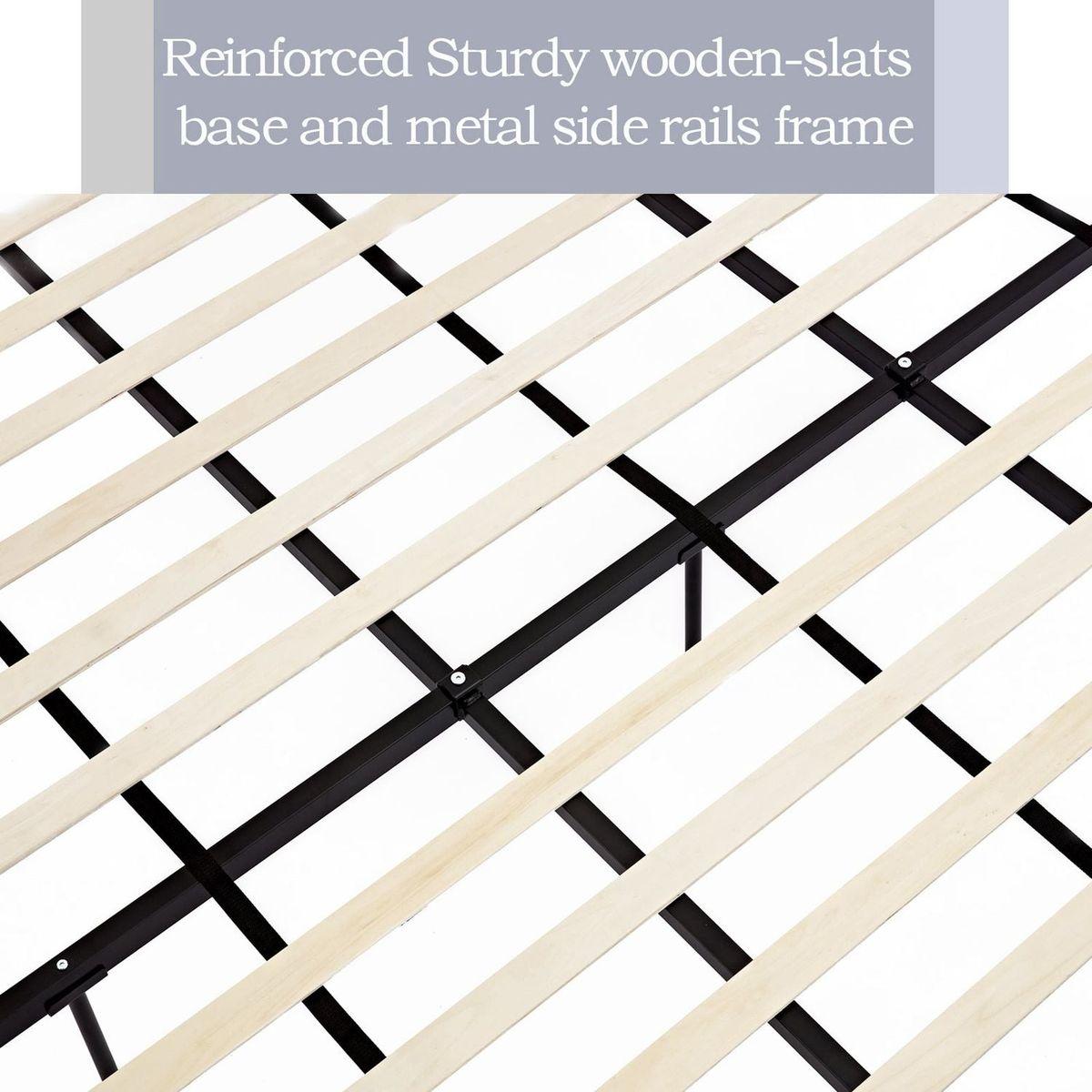 Upholstered King Bed / 54" High Headboard / Traditional Hand Buttoned Tufting / Nailhead Trim Wingback / No Box Spring Needed / Easy Assembly / Blue Velvet