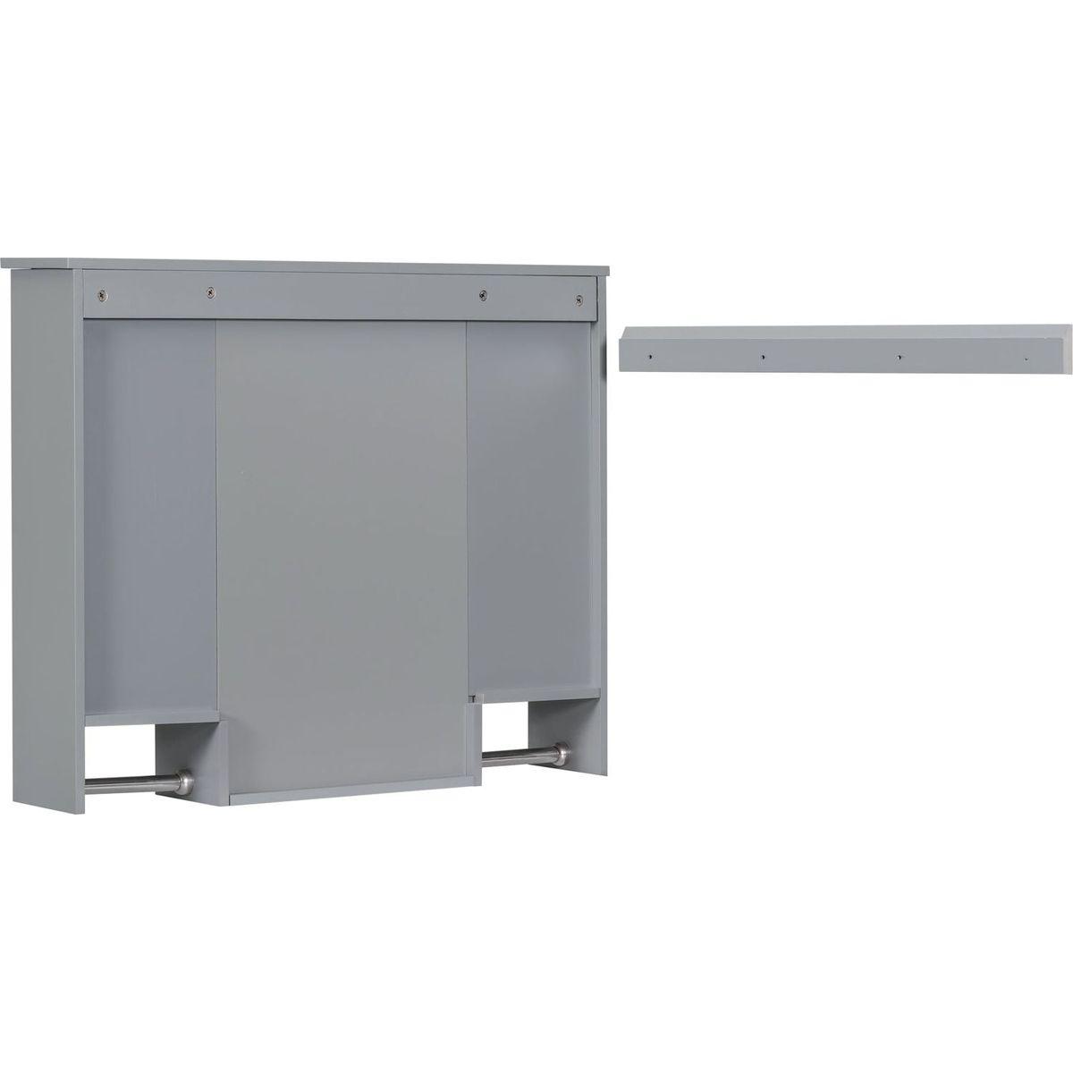 35" x 28" Modern Wall Mounted Bathroom Storage Cabinet, Bathroom Wall Cabinet with Mirror, Medicine Cabinet with Towels Bar