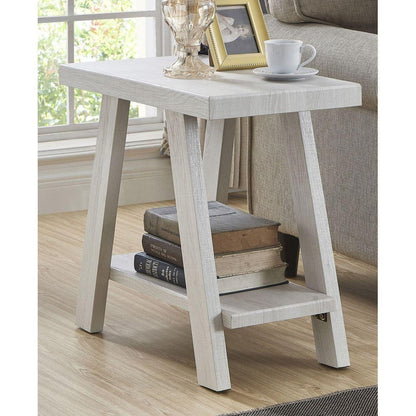 Athens Contemporary Wood Shelf Side Table in White Finish