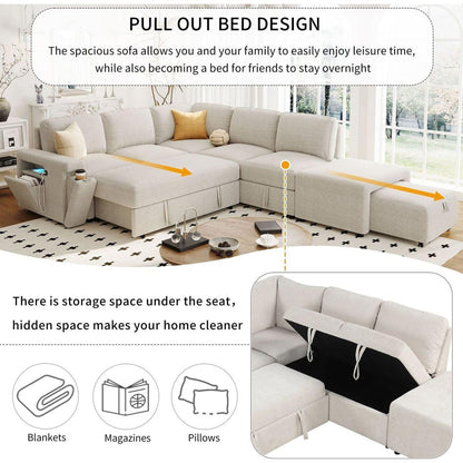 L-shaped Padded Modular Sofa with Storage Space, USB Ports, and Cup Holders on the Armrests, Suitable for Living Rooms, Offices, and Apartments.