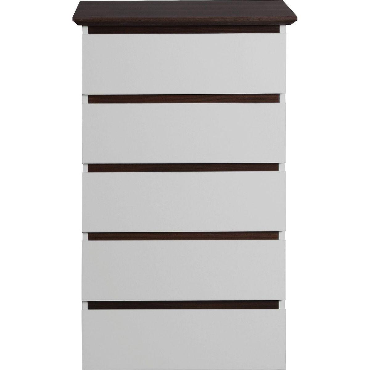 Tall White Dresser for Bedroom, Mid Century Modern Dresser with Drawers, 5 Drawer Dresser with Wood Color Top, Small Dresser for Kids Bedroom, Living Room