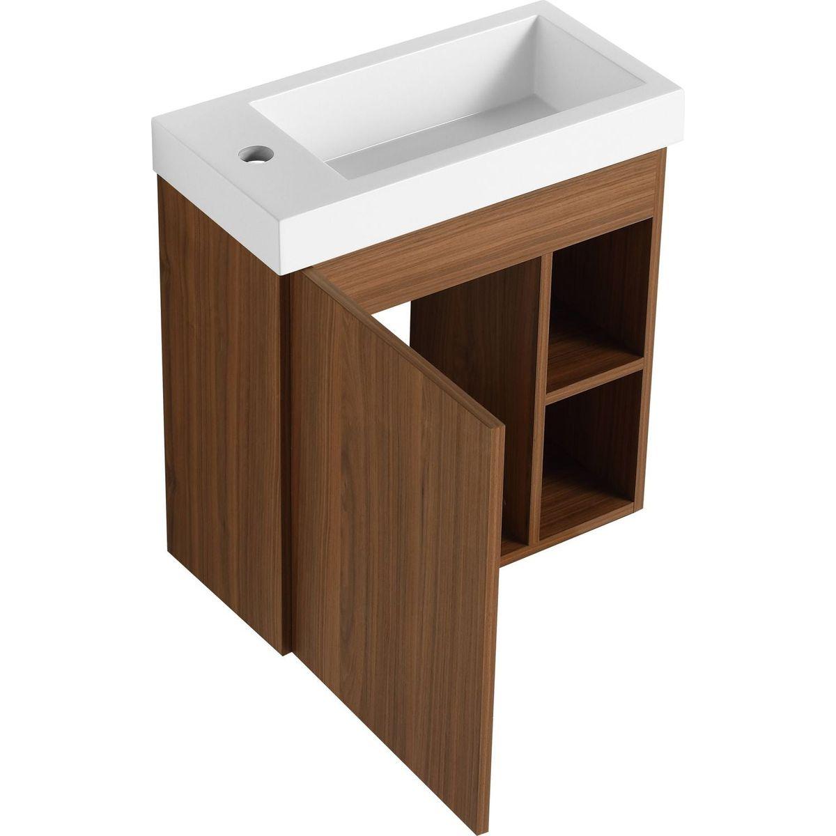 20" Floating Wall-Mounted Bathroom Vanity with White Resin Sink & Soft-Close Cabinet Door