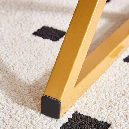 A modern minimalist style white marble patterned coffee table with golden metal legs. Computer desk. Game table. Tea table. CT-XX