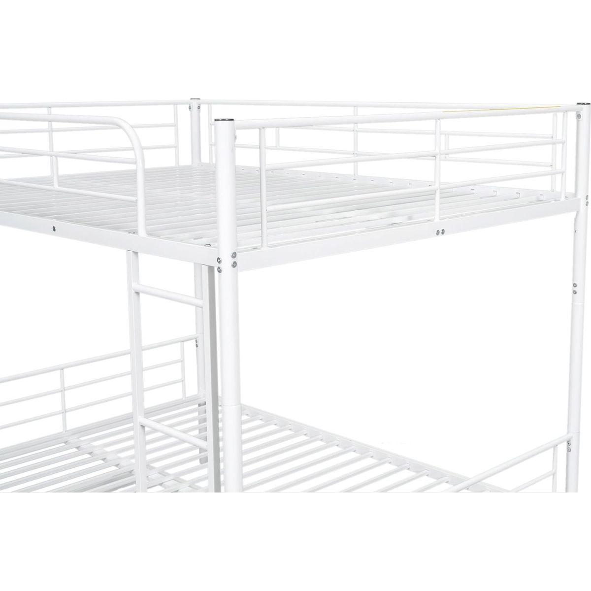 Full Over Full Metal Bunk Bed with Trundle, White