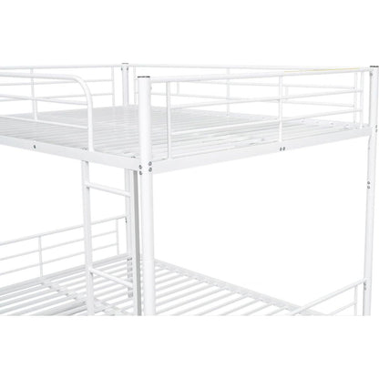 Full Over Full Metal Bunk Bed with Trundle, White