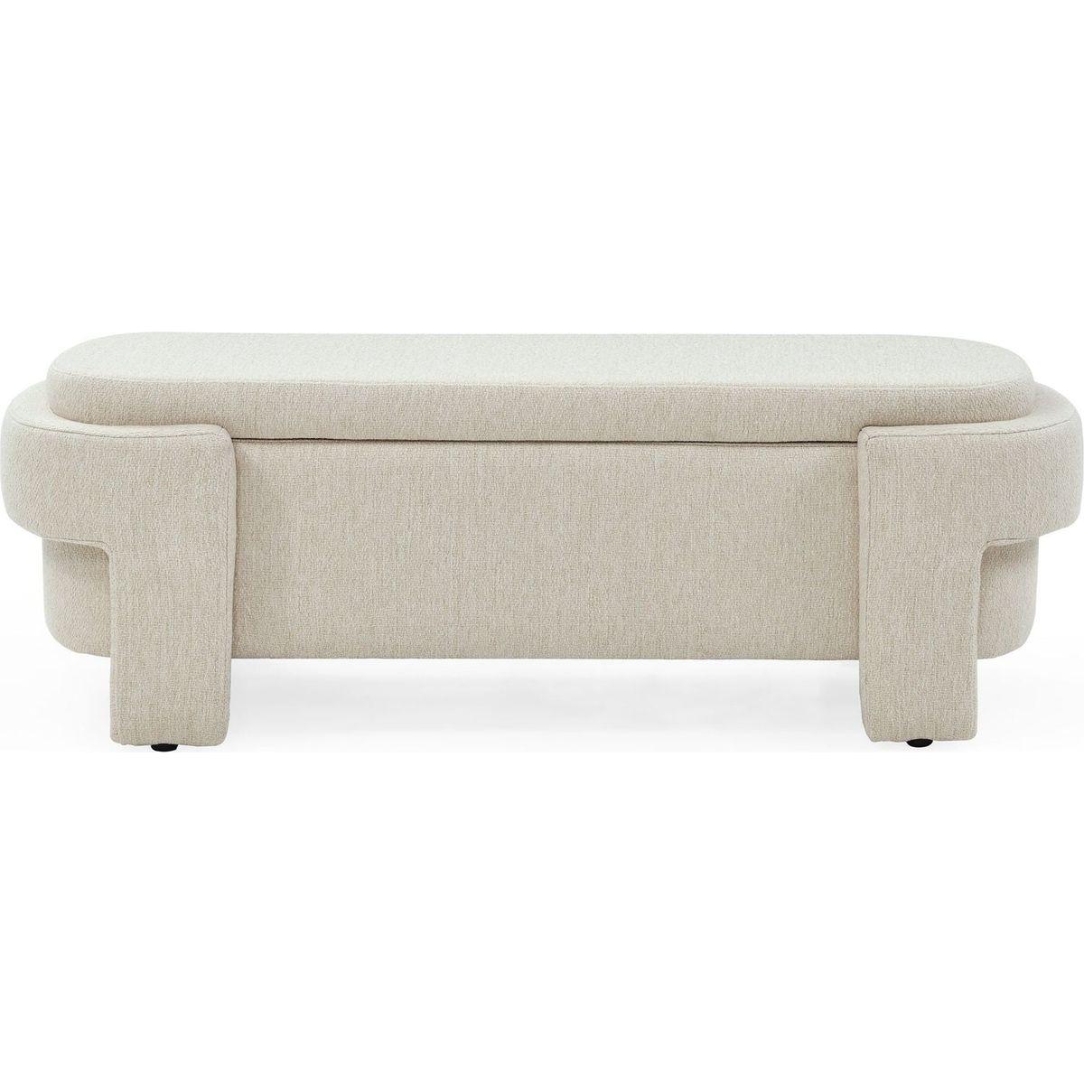 Linen Fabric Upholstered Bench with Large Storage Space for the Living Room, Entryway and Bedroom,Beige,( 51.5"x20.5"x17" )
