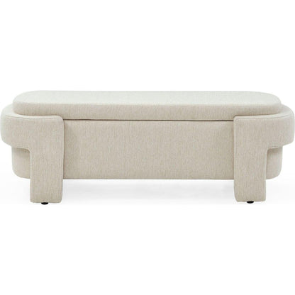 Linen Fabric Upholstered Bench with Large Storage Space for the Living Room, Entryway and Bedroom,Beige,( 51.5"x20.5"x17" )