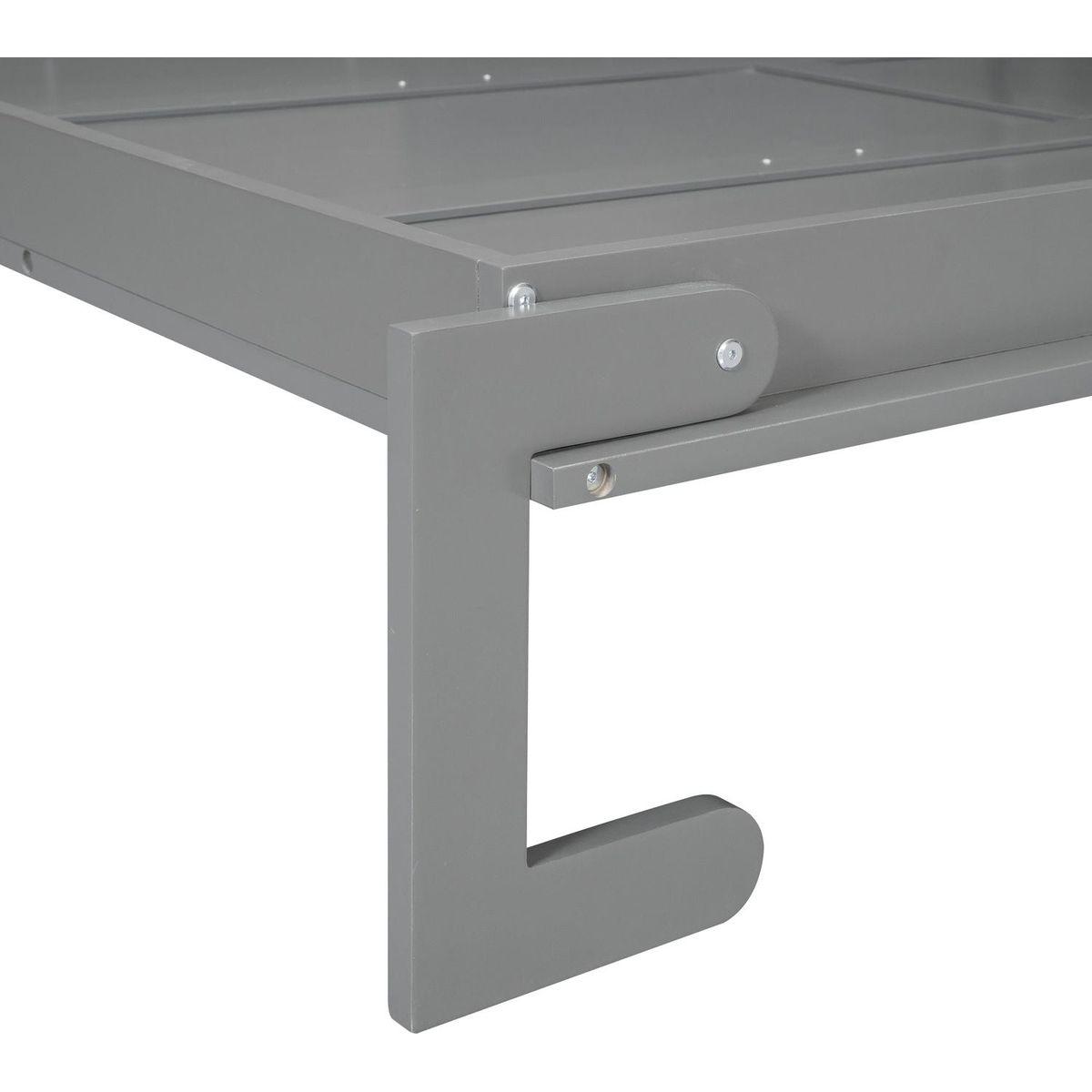 Queen Size Murphy Bed Wall Bed with Cushion,Gray