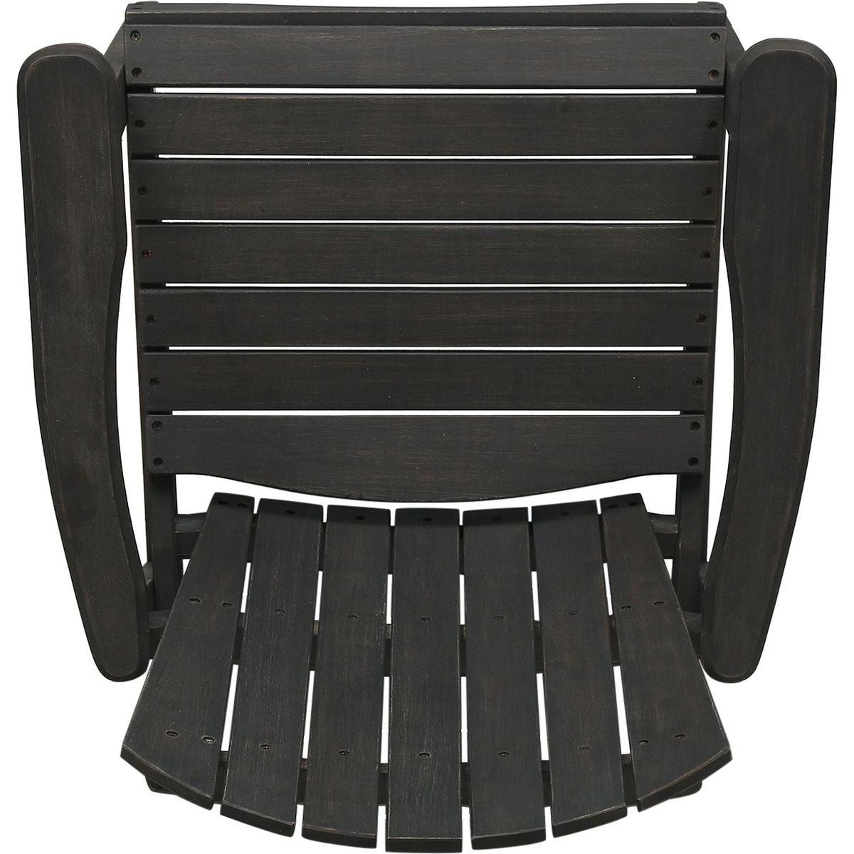 Outdoor Weather Resistant Acacia Wood Adirondack Dining Chairs (Set of 2), Dark Gray Finish