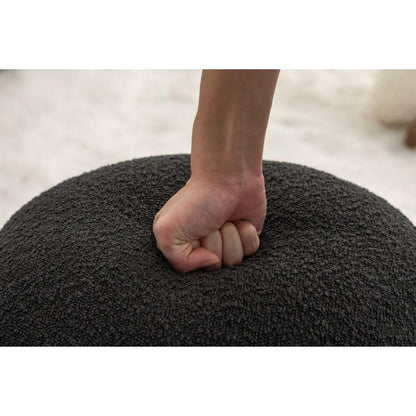 Soft Boucle Round Ottoman Footrest Stool,Black