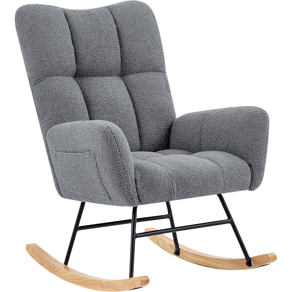 grey teddy fabric rocking chair