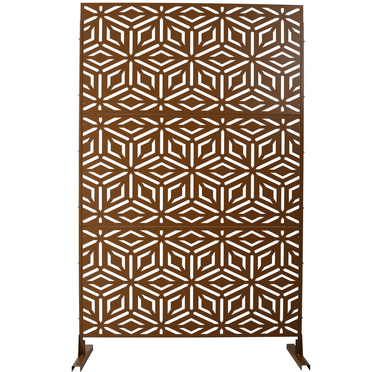 Outdoor & Indoor Privacy Screen Metal Privacy Screen 76' H×48' W, Freestanding Decorative Privacy Screen for Deck Balcony Patio, Privacy Fence Panels for Outside Lawn Garden PS115 BROWN