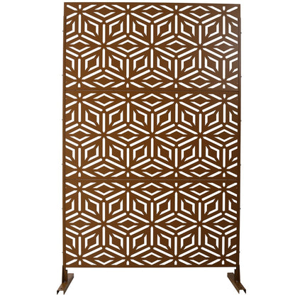 Outdoor & Indoor Privacy Screen Metal Privacy Screen 76' H×48' W, Freestanding Decorative Privacy Screen for Deck Balcony Patio, Privacy Fence Panels for Outside Lawn Garden PS115 BROWN