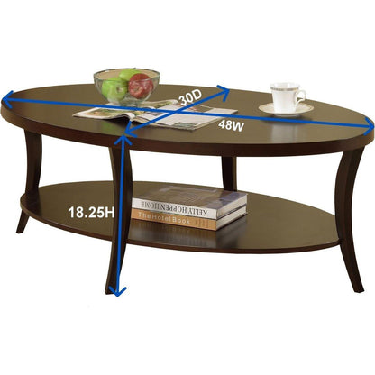 Perth Contemporary Oval Shelf Coffee Table, Gray