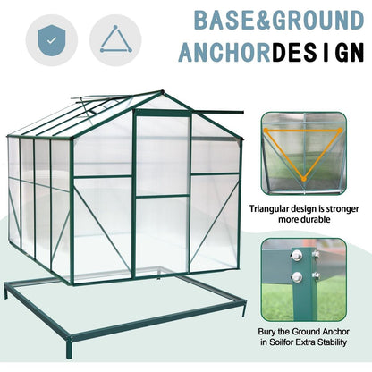 Polycarbonate Greenhouse,6'x 8' Heavy Duty Walk-in Plant Garden Greenhouse for Backyard/Outdoor