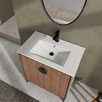 30 "Bathroom Vanity, 2 doors, Bathroom Cabinet Vanity Freestanding Cabinet Engineered Wood with sink