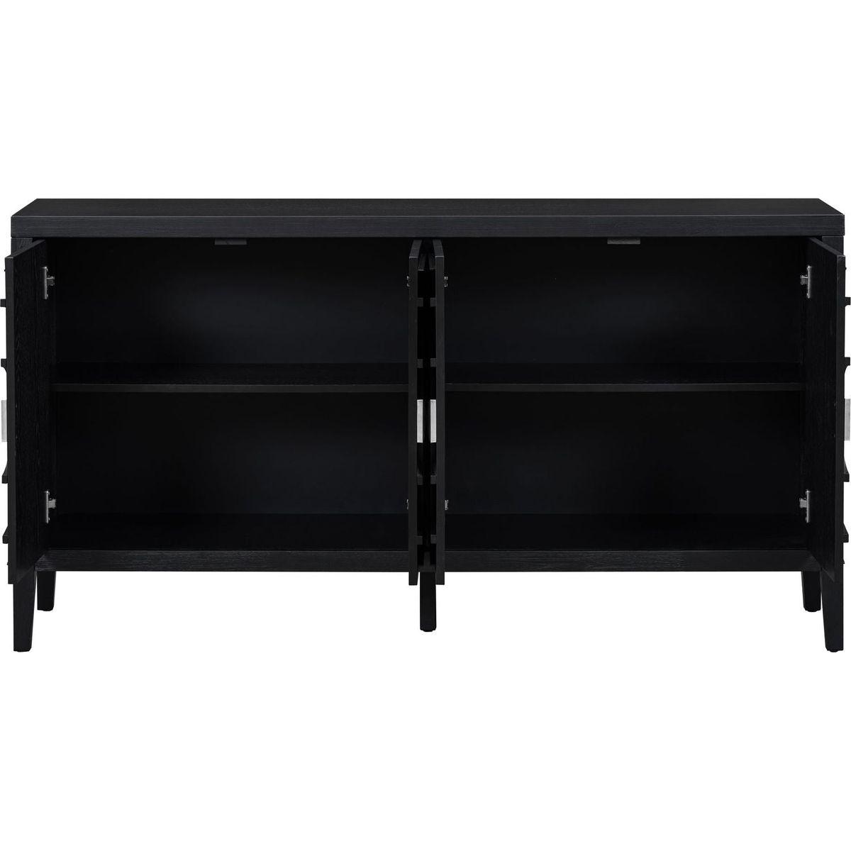 Retro Sideboard door with Circular Groove Design Round Metal Door Handle for Entrance, Dining Room, Living Room (Black)