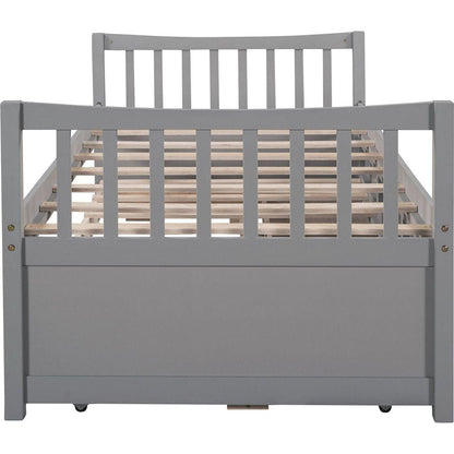 Daybed with Trundle and Drawers, Twin Size, Gray