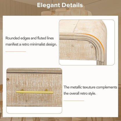 Unique Retro Silhouette Console Table with Open Style, Two Top Drawers for Entrance, Dining Room, Living Room (Natural Wood Wash)