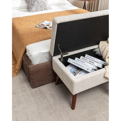 Storage Bench with Storage Bench for Bedroom End of Bed Bench Foot of Bed Bench Entryway Bench Storage Ottoman Bench 43.7" W x 18.1" D Off White Bench