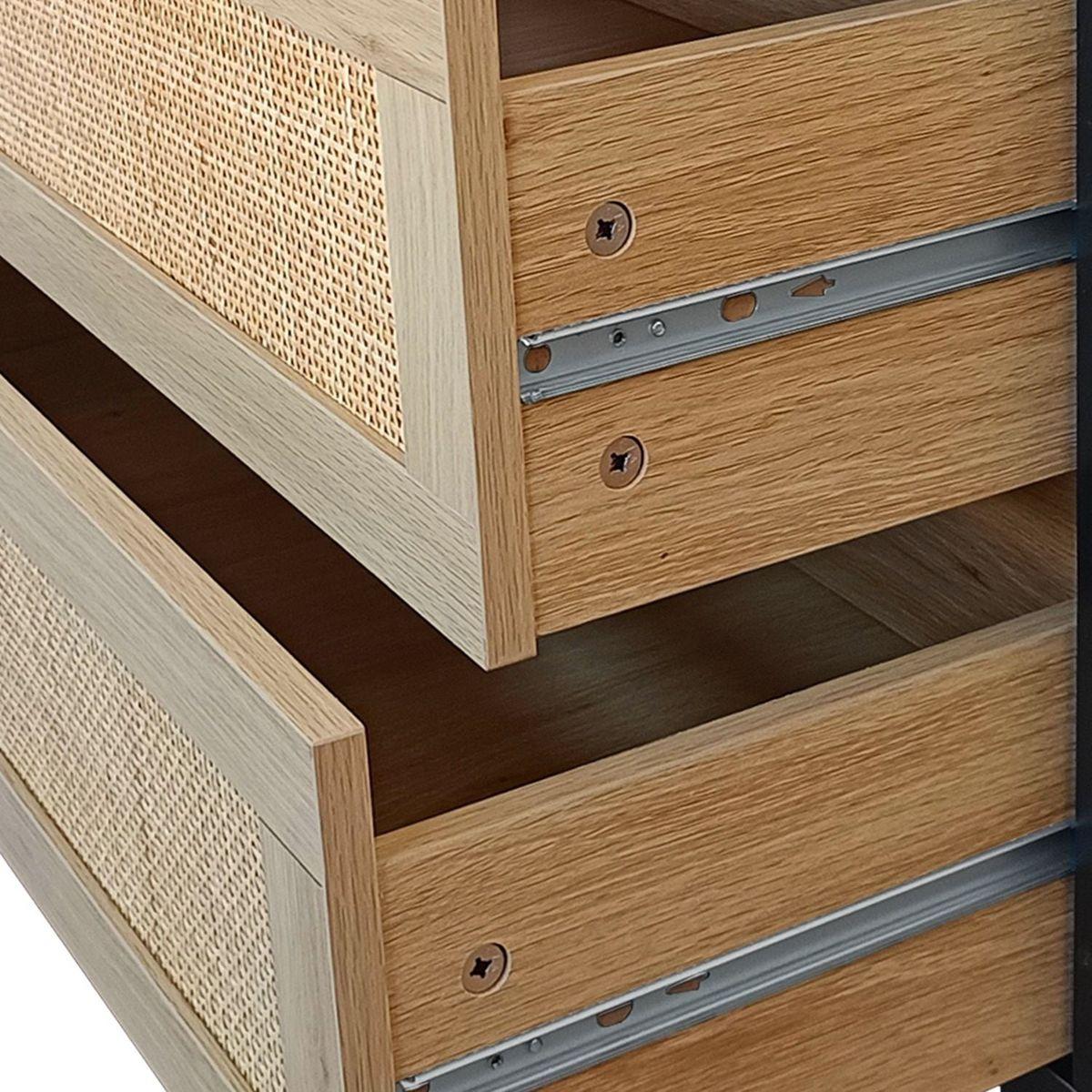 59.06"6-Drawers Rattan Storage Cabinet Rattan Drawer,for Bedroom,Living Room,Natural