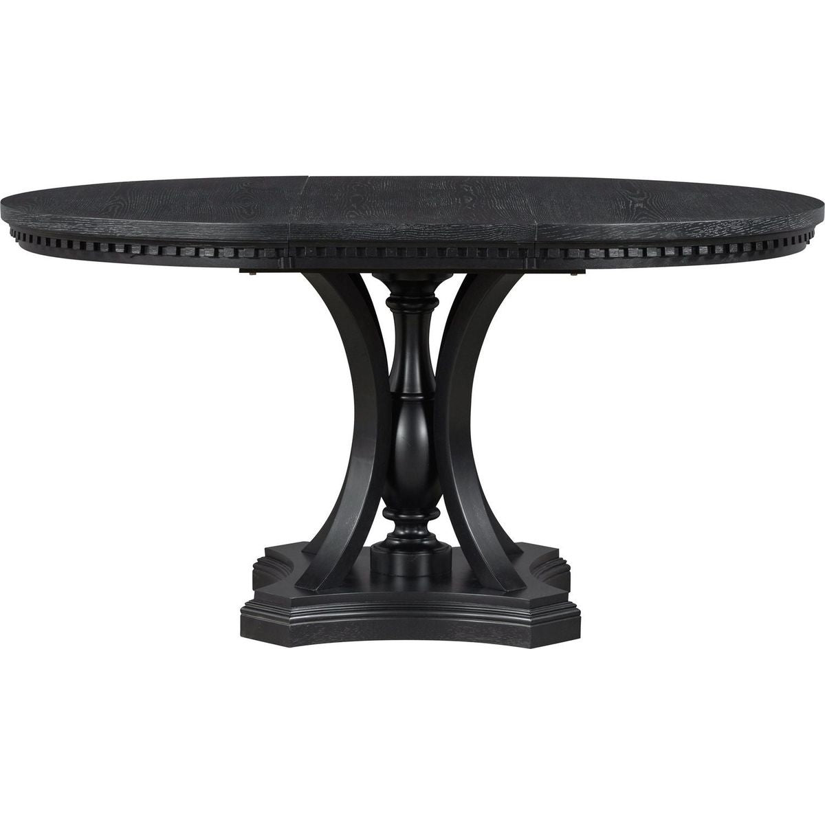 Retro 5-piece Dining Set Extendable Round Table and 4 Chairs for Kitchen Dining Room (BLACK OAK)