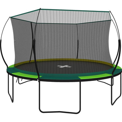 YC 14FT Recreational Trampolines with Enclosure for Kids and Adults with Patented Fiberglass Curved Poles Pumpkin -Green