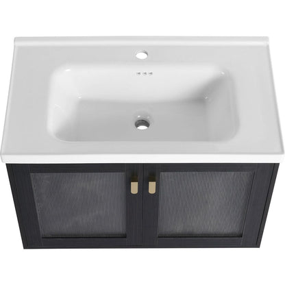 32 Inch Wall-Mounted Bathroom Vanity With Sink, For Small Bathroom (KD-Packing)