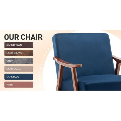 Mid-Century Modern Chair, Living Room Chair with Solid Wood Frame, Accent Chair Extra-Thick Backrest, Wingback Chair for Bedroom, Reading Room, Living Room, Lounge Chair Indoor