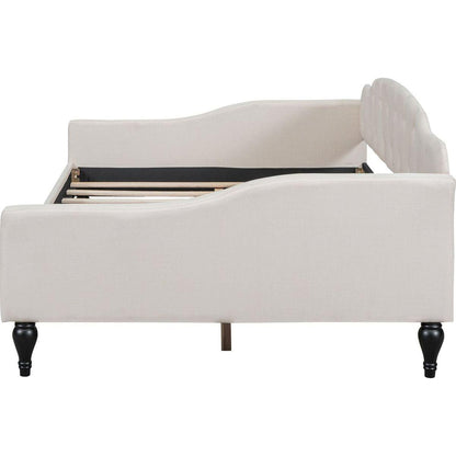Full Size Upholstered Tufted Daybed, Beige