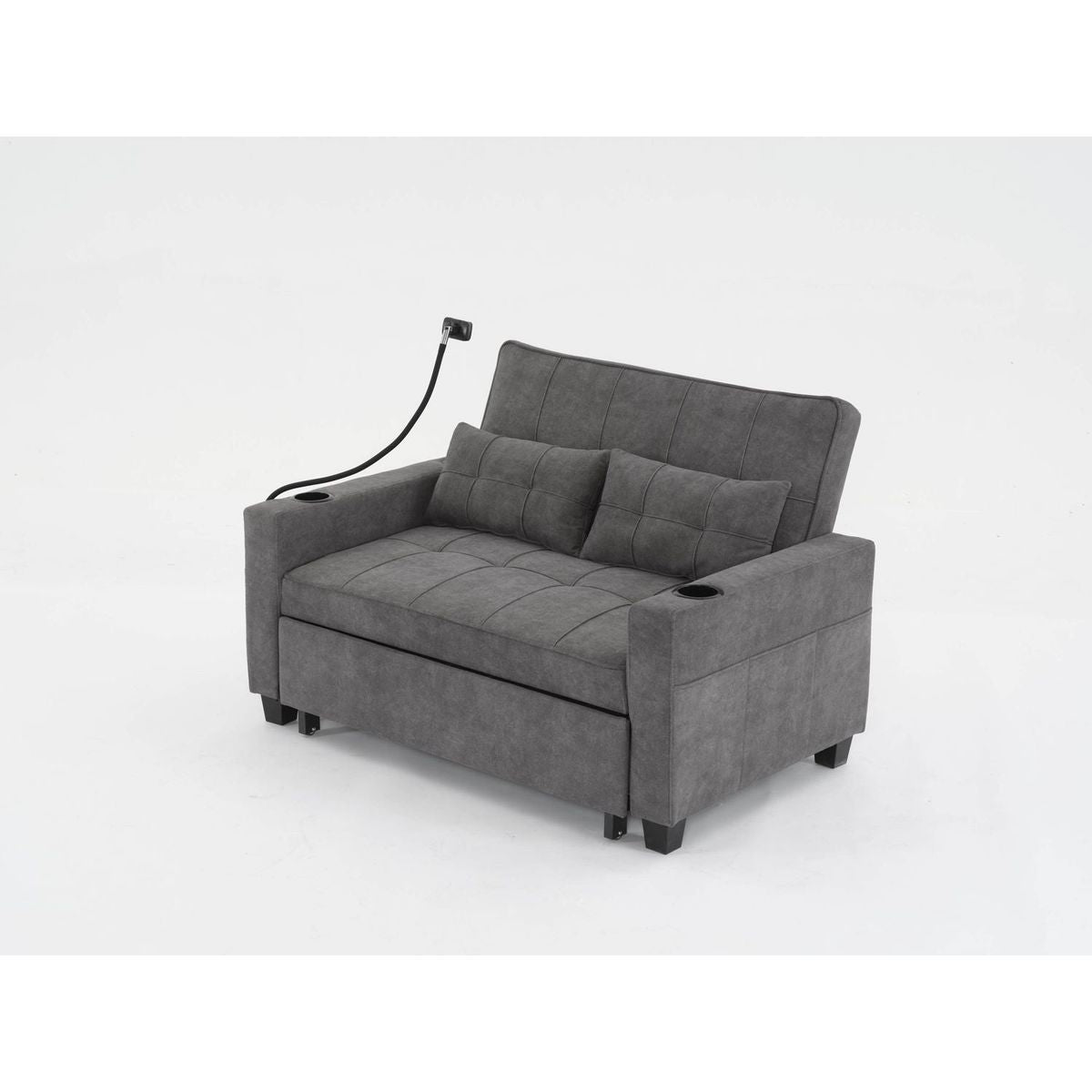 Futon Chair Bed Convertible Chair 3-in-1 Pull Out Sleeper Chair Beds with USB Ports,Wear-resistant and Anti-scratch, Armchair Bed Sleeper for Living Room (Dark Grey Tech cloth)