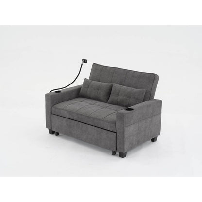 Futon Chair Bed Convertible Chair 3-in-1 Pull Out Sleeper Chair Beds with USB Ports,Wear-resistant and Anti-scratch, Armchair Bed Sleeper for Living Room (Dark Grey Tech cloth)