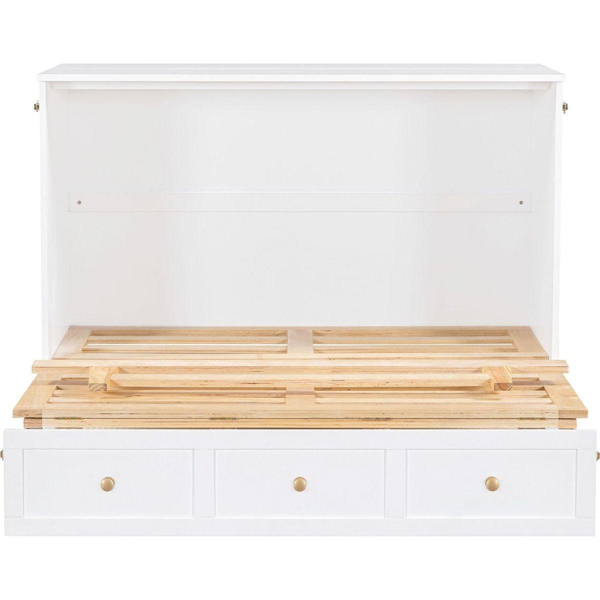 Full Size Murphy Bed with Large Drawers,White