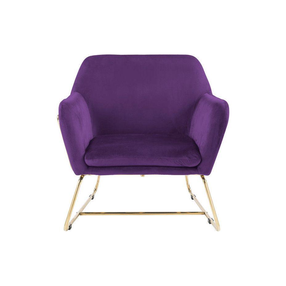 Keira Purple Velvet Accent Chair with Metal Base