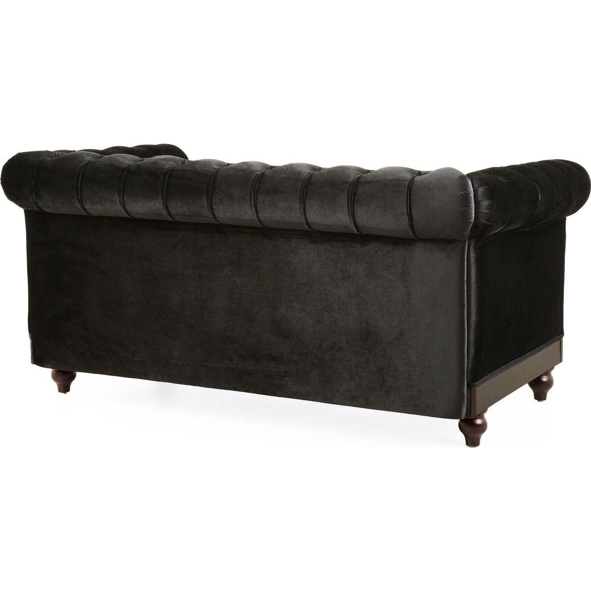 VIVALUX 59.44" Chesterfield Velvet Loveseat Sofa,2-Person Rolled Arm Dutch Plush Upholstered Sofa Couch with Tufted Button for Living Room, Bedroom, Small Places,Black